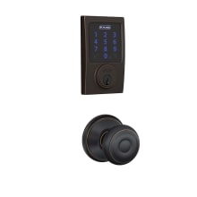 Connect Century Touchscreen Deadbolt with Built-in Alarm and Passage Georgian Knob