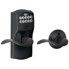 Camelot Keypad Entry with Auto-Lock Door Lever Set with Accent Interior Lever