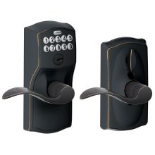 Camelot Keypad Entry with Flex-Lock Door Lever Set with Accent Interior Lever