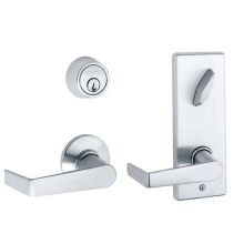 S200-Series Commercial Tubular Interconnected Single Locking Entrance Saturn Lever Set and Deadbolt Less Full Size Interchangeable Core