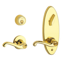 S200-Series Commercial Tubular Interconnected Storeroom Lock Left Handed Flair Lever Set and Deadbolt with 6-Pin Cylinder