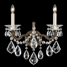 La Scala 2 Light 17" Tall Wall Sconce with Clear Heritage Crystals