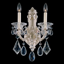 La Scala 2 Light 17" Tall Wall Sconce with Clear Heritage Crystals