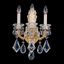 La Scala 3 Light 17" Tall Wall Sconce with Clear Heritage Crystals