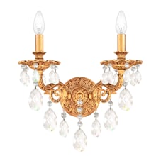 Milano 2 Light 16" Tall Wall Sconce with Clear Optic Crystals