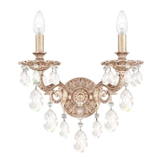 Milano 2 Light 16" Tall Wall Sconce with Clear Optic Crystals