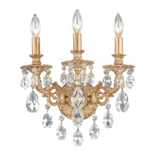 Milano 3 Light 15" Tall Wall Sconce with Clear Optic Crystals