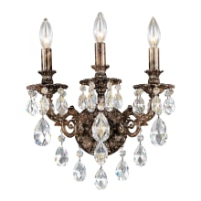 Milano 3 Light 15" Tall Wall Sconce with Clear Optic Crystals