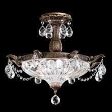 Milano 3 Light 19" Wide Semi-Flush Ceiling Fixture with Silver Shade Swarovski Crystals