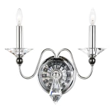 Jasmine 2 Light 14" Tall Wall Sconce with Clear Swarovski Optic Crystals