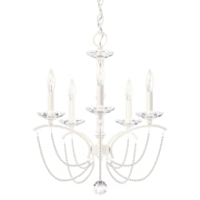 Priscilla 5 Light 18" Wide Crystal Chandelier with White Pearl Beads