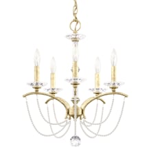 Priscilla 5 Light 18" Wide Crystal Chandelier with White Pearl Beads