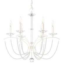 Priscilla 6 Light 24" Wide Crystal Chandelier with White Pearl Beads