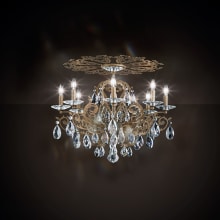 Filigrae 8 Light 28" Wide Semi-Flush Ceiling Fixture with Clear Heritage Crystals