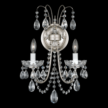 Lucia 2 Light 18" Tall Wall Sconce with Clear Heritage Crystals