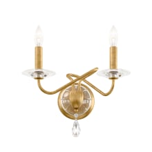 Arabesque 2 Light 15" Tall Wall Sconce with Clear Heritage Crystal Accents