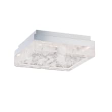 Whisper 12" Wide Flush Mount Switchable Color Temperature LED Square Optic Haze Crystal Ceiling Fixture / Wall Sconce