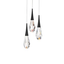 Hibiscus Three Light 12" Wide Switchable Color Temperature LED Faceted Crystal Multi Pendant Light