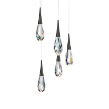 Hibiscus 5 Light 17" Wide Switchable Color Temperature LED Faceted Crystal Multi Pendant Light