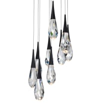 Hibiscus 9 Light 17" Wide Switchable Color Temperature LED Faceted Crystal Multi Pendant Light
