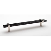 Adjustable Center to Center 9 Inch Long Handle Cabinet Pull with Black Glass