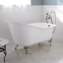Callaway 61" Cast Iron Soaking Clawfoot Tub with Pre-Drilled Overflow Hole and Tap Deck - Less Drain