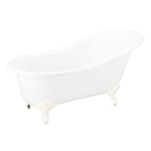 Callaway 61" Cast Iron Soaking Clawfoot Tub with Pre-Drilled Overflow Hole - Less Drain