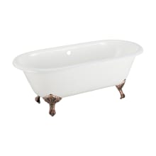 Sanford 60" Cast Iron Soaking Clawfoot Tub with Pre-Drilled Overflow Hole and Rolled Rim