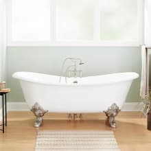 Lena 59" Cast Iron Soaking Clawfoot Tub with Pre-Drilled Overflow Hole and 7" Rim Holes - Less Drain