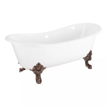 Lena 59" Cast Iron Soaking Clawfoot Tub with Pre-Drilled Overflow Hole - Less Drain