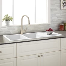 Tansi 46" Drop In Double Basin Granite Composite Kitchen Sink with Drain Board