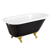 Miya 54" Black Cast Iron Soaking Clawfoot Tub with Pre-Drilled Overflow Hole and Tap Deck - Less Drain