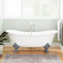 Lena 59" Cast Iron Soaking Clawfoot Tub with Pre-Drilled Overflow Hole - Less Drain