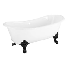 Lena 59" Cast Iron Soaking Clawfoot Tub with Pre-Drilled Overflow Hole and 7" Rim Holes - Less Drain