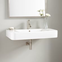 Burleson 33" Vitreous China Wall-Mounted Bathroom Sink with Single Faucet Hole and Overflow