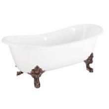 Lena 72" Cast Iron Soaking Clawfoot Tub with Pre-Drilled Overflow Hole - Less Drain