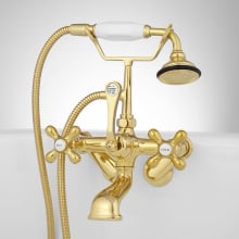 Wall Mounted Clawfoot Tub Filler Faucet with Integrated Diverter- Includes Telephone Style Hand Shower