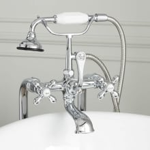 34-1/2" Floor Mounted Tub Filler Faucet with Metal Cross Handles - Includes Hand Shower and Valve