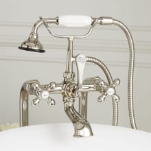 34-1/2" Floor Mounted Tub Filler Faucet with Metal Cross Handles - Includes Hand Shower and Valve