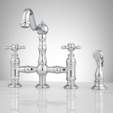 Delilah 1.8 GPM Bridge Kitchen Faucet with Metal Cross Handles Side Spray
