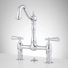 Bridge Bathroom Faucet with Lever Handles and Pop-Up Drain Assembly