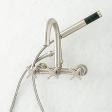 Sebastian Wall Mounted Tub Filler Faucet with 2" Wall Couplers and Cross Handles - Includes Hand Shower