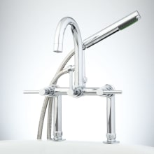 Sebastian Deck Mounted Tub Filler Faucet with 6" Deck Couplers - Includes Hand Shower, Valve Included