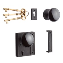 Vertical Iron Rim Lock Set with Knobs - Right Hand