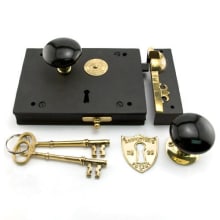 Iron Carpenter's Rim Lock Set with Knobs and 4-5/8" Backset - Left Handing