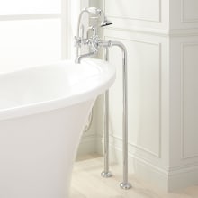 37-1/2" Floor Mounted Tub Filler Faucet with Cross Handles and Lever Diverter - Includes Hand Shower, Valve Included