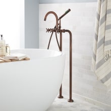 Sebastian 32" High Floor Mounted Tub Filler Trim with Metal Cross Handles and Built -In Diverter- Includes Hand Shower