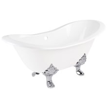 Arabella 61" Cast Iron Soaking Clawfoot Tub with Pre-Drilled Overflow Hole - Less Drain