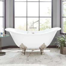 Arabella 61" Cast Iron Soaking Clawfoot Tub with Pre-Drilled Overflow Hole - Less Drain