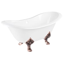 Arabella 72" Cast Iron Soaking Clawfoot Tub with Pre-Drilled Overflow Hole